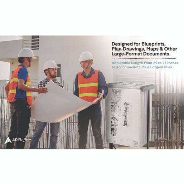 Expandable Blueprint Storage Cabinet Mobile Plan Center, Assorted Document Sizes, 20.5" x 28" to 46.5" x 50.75", Black