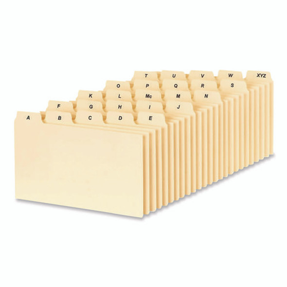 A-Z Index Card Files, 1/5-Cut Top Tab, Assorted Position, 3 x 5, Manila, 25/Set