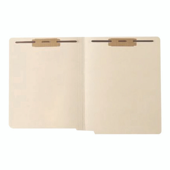 Heavy-Duty End Tab Fastener Folders, 0.75" Expansion, 2 Fasteners, Letter Size, Manila Exterior,  250/Carton