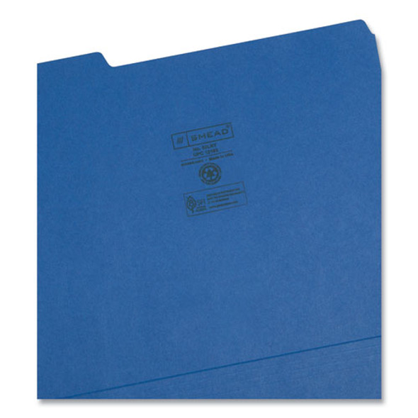 Colored File Folders, 1/3-Cut Tabs: Assorted, Letter Size, 0.75" Expansion, Navy Blue, 100/Box