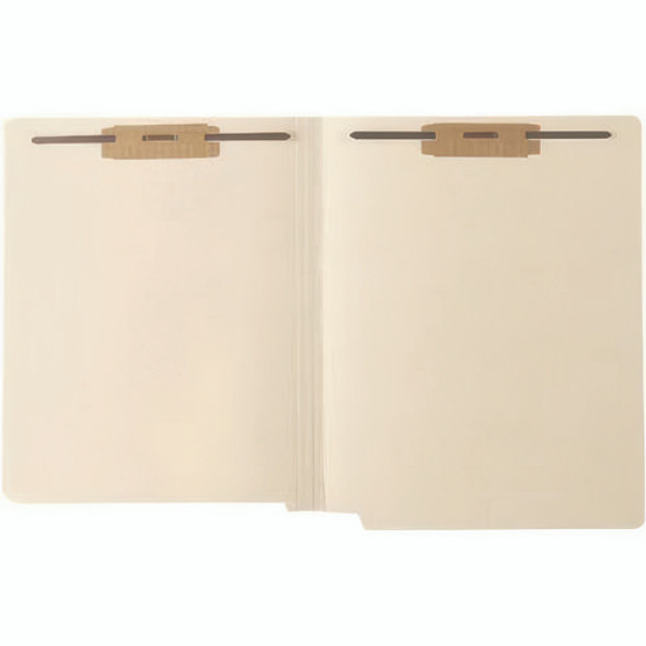Heavy-Duty Mylar-Reinforced End Tab Fastener Folders, 0.75" Expansion, 2 Fasteners, Letter Size, Manila Exterior, 50/Box