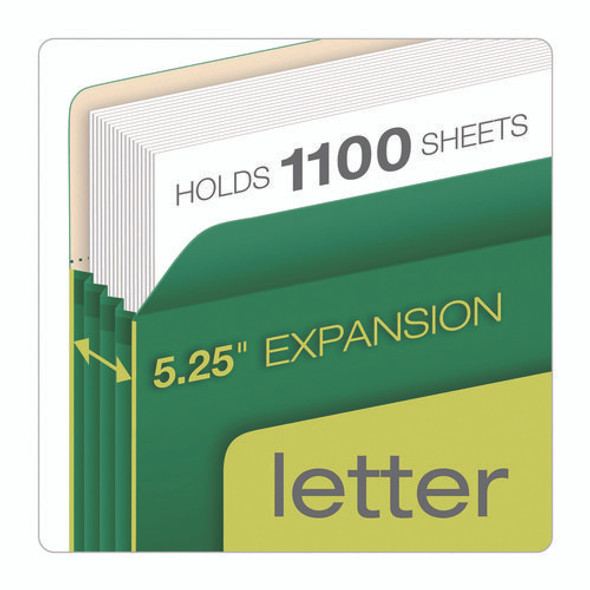 Reinforced File Pocket, 5.25" Expansion, Letter Size, Green, 10/Box