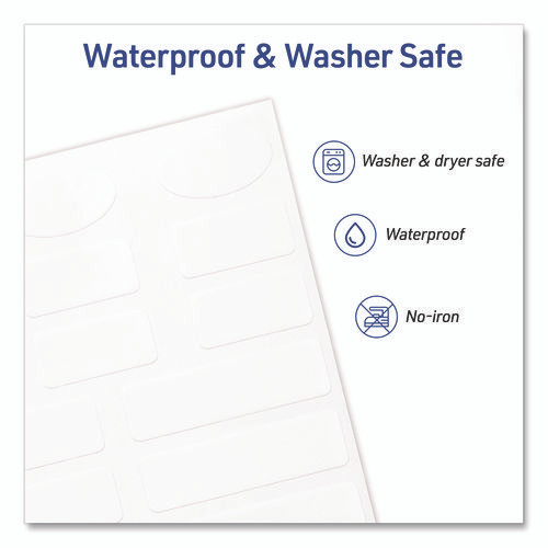 Avery Kids No-Iron Fabric Labels, Handwrite Only, Assorted Shapes and Sizes, White, 15 Labels/Sheet, 3 Sheets/Pack