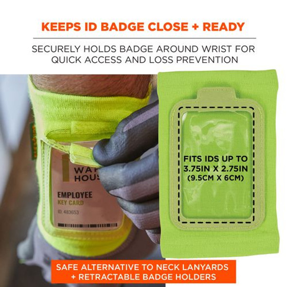 Squids 3388 Wrist ID/Badge Holder, Vertical, Lime, 3.5 x 5.5 Holder, 2.75 x 3.75 Insert