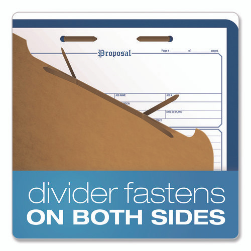 Colored Pressboard Top Tab Classification Folders, 1.75" Expansion, 1 Divider, 4 Fasteners, Letter Size, Dark Blue, 10/Box