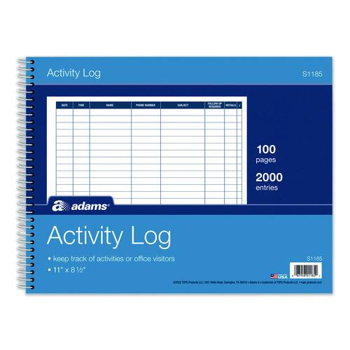 Activity Logbook, 8 Columns, Blue/White Cover, 11 x 8.5 Sheets, 50 Sheets/Book
