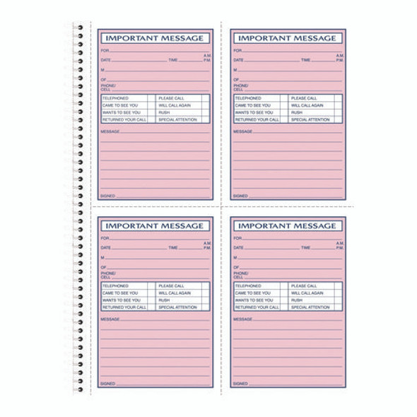 Important Message Book, Two-Part Carbonless, 4 Forms/Sheet, 200 Forms Total