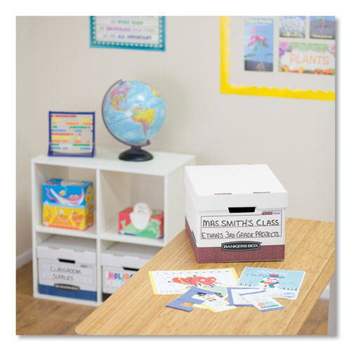 R-KIVE Heavy-Duty Storage Boxes, Letter/Legal Files, 12.75" x 16.5" x 10.38", White/Red, 12/Carton