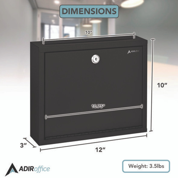 Large Size Steel Multi-Purpose Secure Drop Box, 12 x 3 x 10, Black