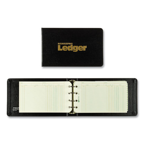 Four-Ring Ledger Binder Kit with A-Z Index, Black Cover, 8.5 x 5 Debit-Credit-Balance Sheets, 100 Sheets/Book