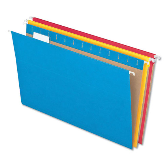 Colored Hanging Folders, Legal Size, 1/5-Cut Tabs, Assorted Colors, 25/Box