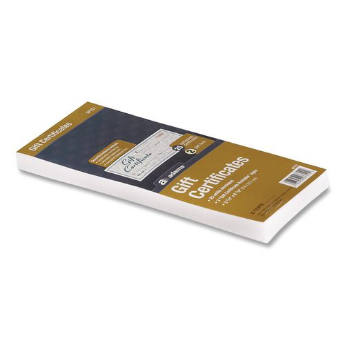 Gift Certificates with Envelopes, 8 x 3.4, White/Canary, 25/Book