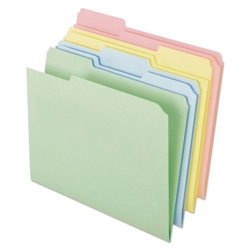 Pastel Colored File Folders, 1/3-Cut Tabs: Assorted, Letter Size, Assorted Colors, 100/Box