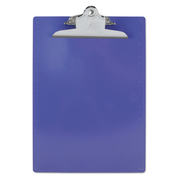 Recycled Plastic Clipboard with Ruler Edge, 1" Clip Capacity, Holds 8.5 x 11 Sheets, Purple