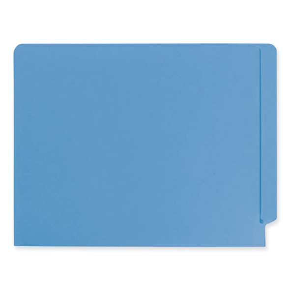 Shelf-Master Reinforced End Tab Colored Folders, Straight Tabs, Letter Size, 0.75" Expansion, Blue, 100/Box