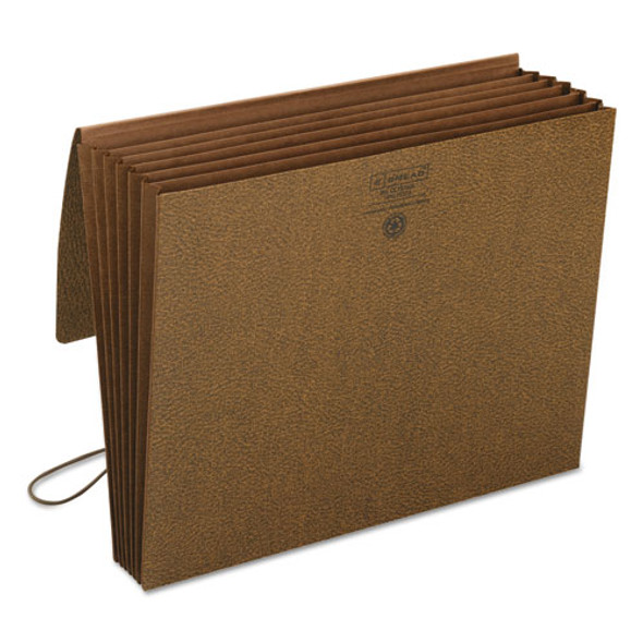 Classic Expanding Partition Wallet with Tear Resistant Gusset/Elastic Cord, 5.25" Expansion, 6 Section, Letter Size, Redrope