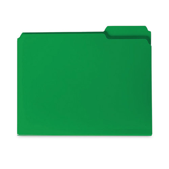 Top Tab Poly Colored File Folders, 1/3-Cut Tabs: Assorted, Letter Size, 0.75" Expansion, Green, 24/Box