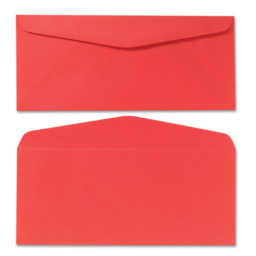 Colored Envelope, #10, Commercial Flap, Gummed Closure, 4.13 x 9.5, Red, 25/Pack