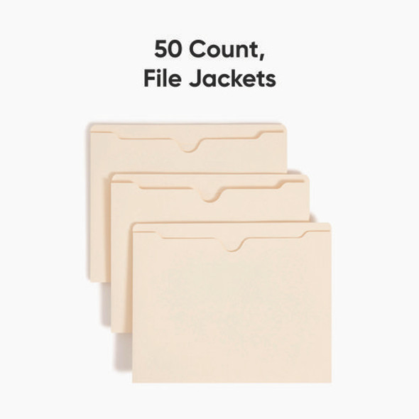Manila File Jackets, 2-Ply Straight Tab, Letter Size, Manila, 50/Box