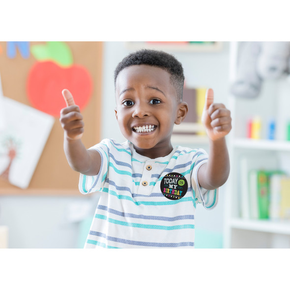 Chalkboard Brights Happy Birthday Wear 'Em Badges, 32 Per Pack, 6 Packs Chalkboard Brights Happy Birthday Wear 'Em Badges, 32 Per Pack, 6 Packs