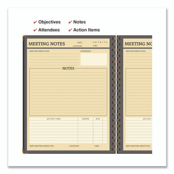 Meeting Notes Book, Space for Up to 159 Meetings, Meeting-Minutes/Notes Format, Black/Gold Cover, (80) 11 x 8.5 Sheets