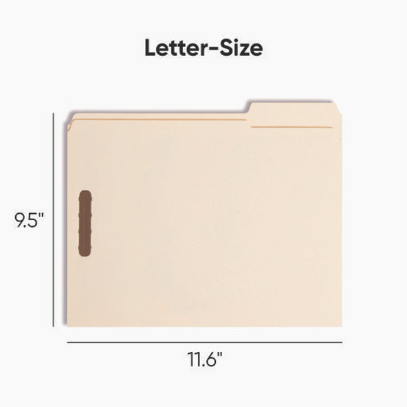 Top Tab Fastener Folders, 1/3-Cut Tabs: Assorted, 0.75" Expansion, 2 Fasteners, Letter Size, Manila Exterior, 50/Box