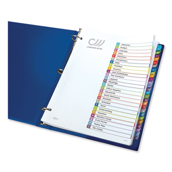 Customizable TOC Ready Index Multicolor Tab Dividers, 26-Tab, A to Z, 11 x 8.5, White, Contemporary Color Tabs, 1 Set