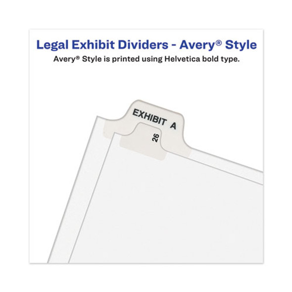 Avery-Style Preprinted Legal Bottom Tab Dividers, 26-Tab, Exhibit U, 11 x 8.5, White, 25/Pack