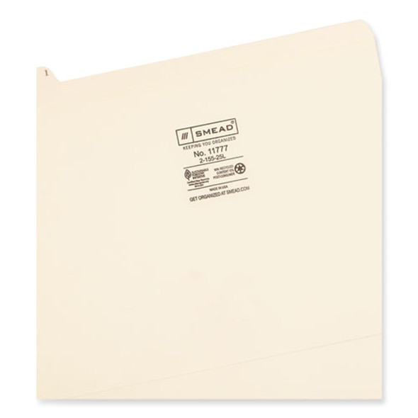 Indexed File Folder Sets, 1/5-Cut Prelabeled Tabs: A to Z, Letter Size, 0.75" Expansion, Manila, 25/Set