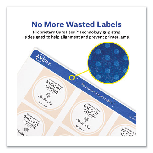 Square Labels with Sure Feed and TrueBlock, 2 x 2, White, 300/Pack