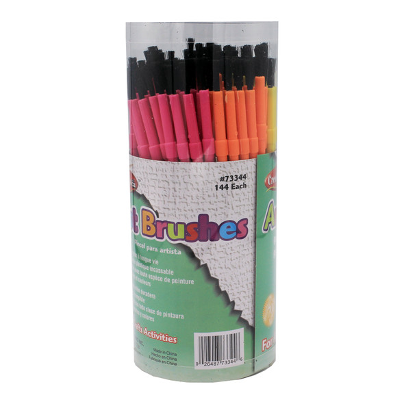 Creative Arts™ Plastic Artist Brushes, Assorted Colors, 144 Per Tub