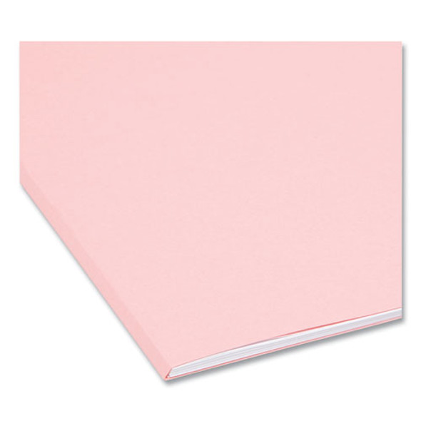 Reinforced Top Tab Colored File Folders, 1/3-Cut Tabs: Assorted, Letter Size, 0.75" Expansion, Pink, 100/Box