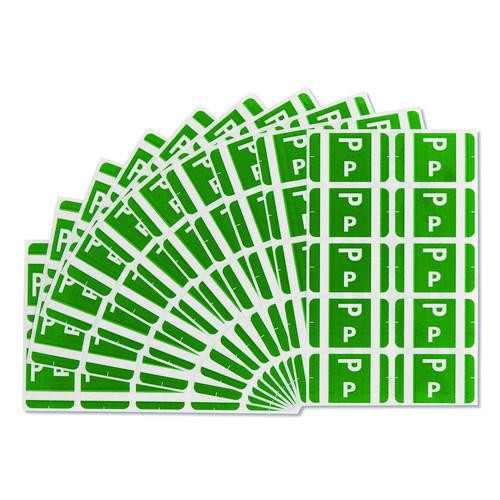 AlphaZ Color-Coded Second Letter Alphabetical Labels, P, 1 x 1.63, Dark Green, 10/Sheet, 10 Sheets/Pack