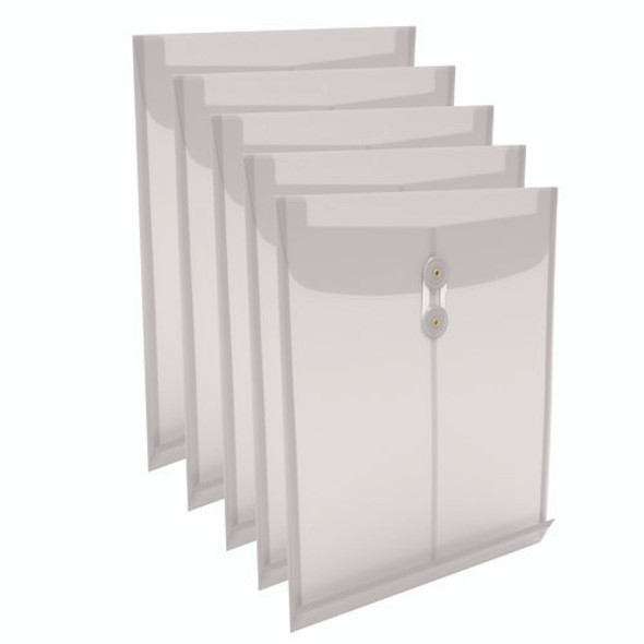 Poly String and Button Storage Envelope, Letter Size, Clear, 5/Pack