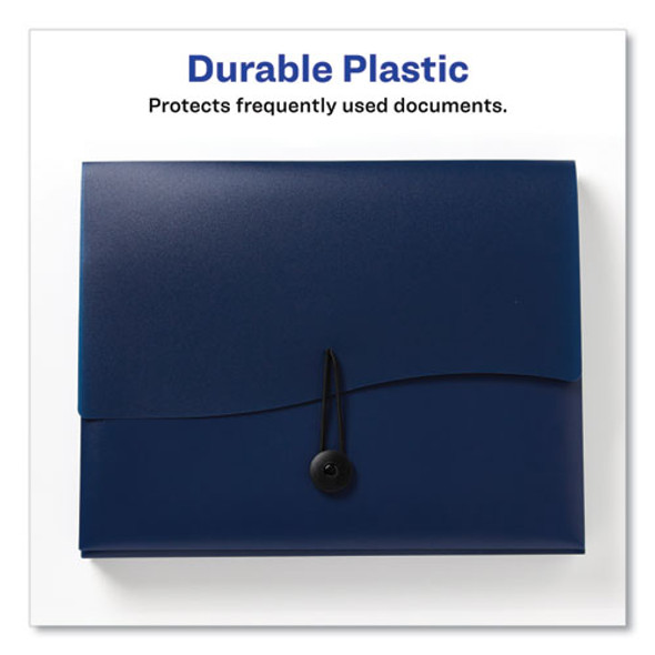 Slide and View Expanding File, 6 Sections, Hook/Loop Closure, Letter Size, Navy Blue