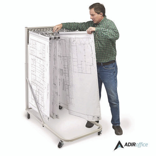 Blueprint Storage Cabinet Rolling Stand, Assorted Document Sizes Accommodated, 27" x 28.5" to 46.5" x 46" to 66", Gray