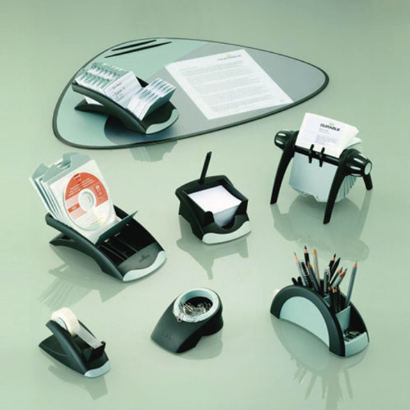 TELINDEX Desk Address Card File, Holds 500 2.88 x 4.13 Cards, 5.13 x 9.31 x 3.56, Plastic, Graphite/Black