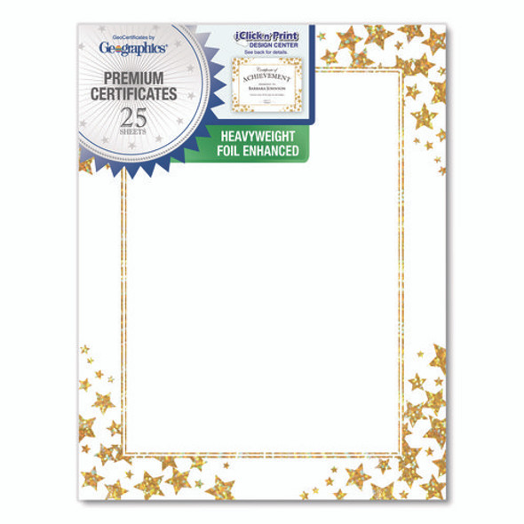 Award Certificates, 8.5 x 11, White with Gold/White Star Border, 25/Pack Award Certificates, 8.5 x 11, White with Gold/White Star Border, 25/Pack