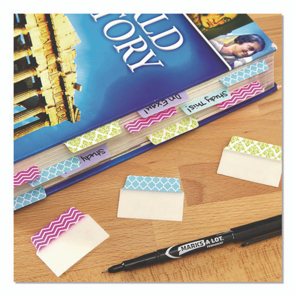 Ultra Tabs Repositionable Tabs, Fashion Patterns: 2" x 1.5", 1/5-Cut, Assorted Colors, 24/Pack