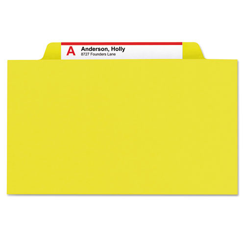 6-Section Pressboard Top Tab Pocket Classification Folders, 6 SafeSHIELD Fasteners, 2 Dividers, Letter Size, Yellow, 10/Box