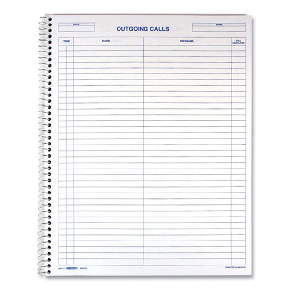 Wirebound Call Register, One-Part (No Copies), 11 x 8.5, 100 Forms Total