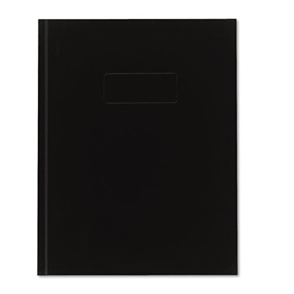 Business Notebook with Self-Adhesive Labels, 1-Subject, Medium/College Rule, Black Cover, (192) 9.25 x 7.25 Sheets