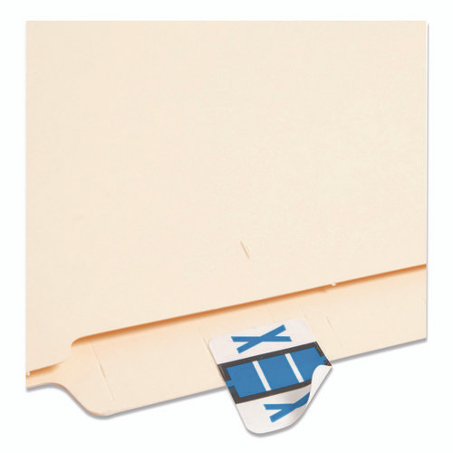 A-Z Color-Coded End Tab Filing Labels, X, 1 x 1.25, White, 500/Roll
