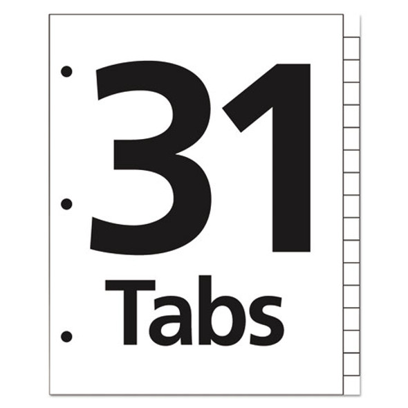 Table 'n Tabs Dividers, 31-Tab, 1 to 31, 11 x 8.5, White, White Tabs, 1 Set