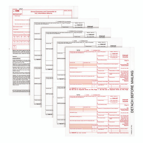 4-Part 1099-INT Tax Forms with Tax Forms Helper, Fiscal Year: 2024, 4-Part Carbonless, 8 x 5.5, 2 Forms/Sheet, 24 Forms Total