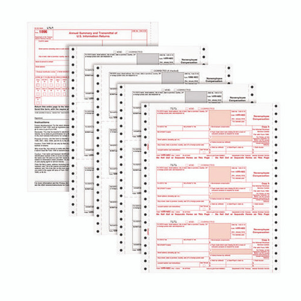 4-Part 1099-NEC Continuous Feed Tax Forms, Fiscal Year: 2024, Four-Part Carbonless, 8.5 x 5.5, 2 Forms/Sheet, 24 Forms Total