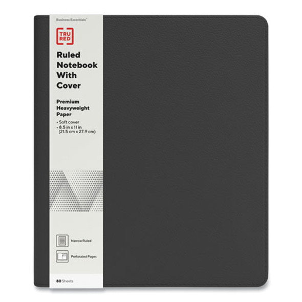 Soft-Cover Notebook Folio Set, 1-Subject, Narrow Rule, Black Cover, (80) 11 x 8.5 Sheets