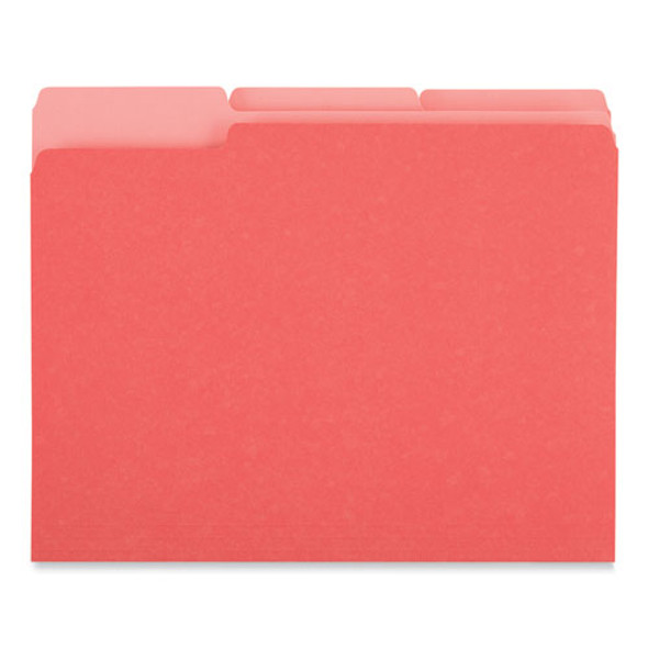 Interior File Folders, 1/3-Cut Tabs: Assorted, Letter Size, 11-pt Stock, Red, 100/Box