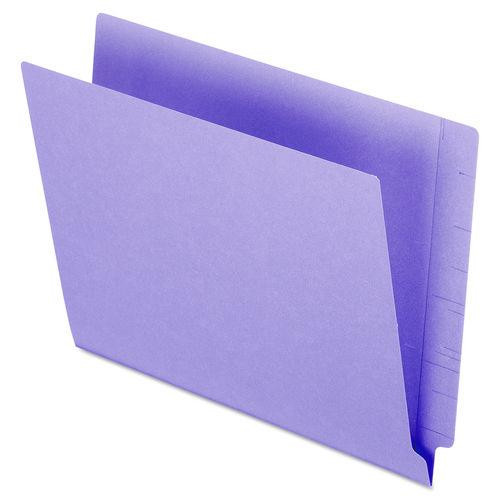 Colored End Tab Folders with Reinforced Double-Ply Straight Cut Tabs, Letter Size, 0.75" Expansion, Purple, 100/Box