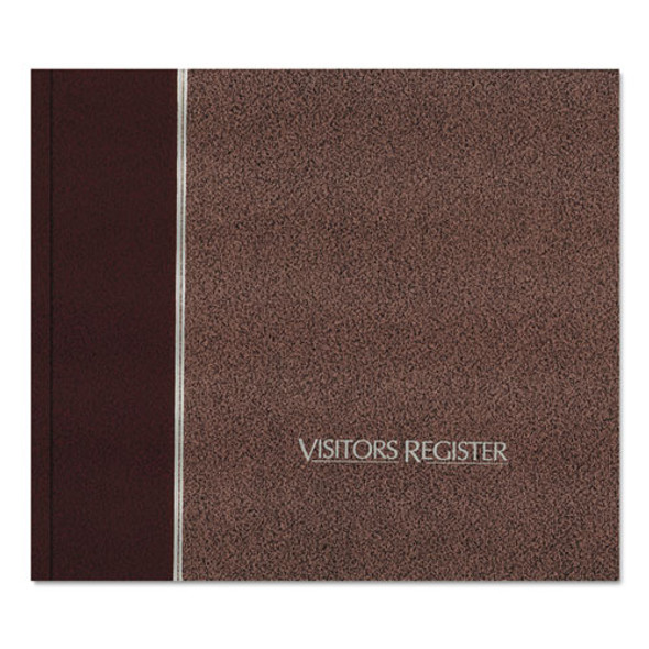 Hardcover Visitor Register Book, Burgundy Cover, 9.78 x 8.5 Sheets, 128 Sheets/Book